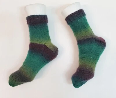Hand Knitted Socks 100% Wool Multi color #W6 - Image 1 of 4