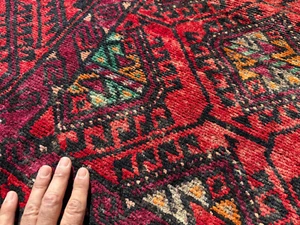 5x10 ANTIQUE ORIENTAL RUG HAND-KNOTTED VINTAGE RED BLUE HANDMADE geometric heriz - Picture 1 of 16