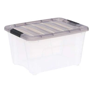 32 Qt. Plastic Storage Bins with Lids, Clear, Latching, Stackable, Totes - Picture 1 of 8