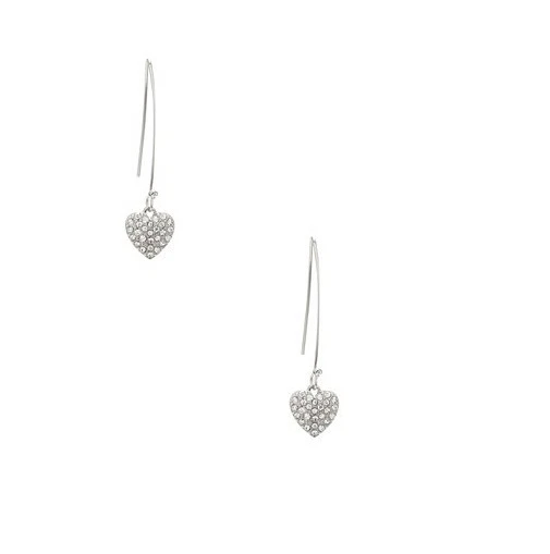 Nuovo GUESS Argento Strass Incrostato Cuore Ciondolo Orecchini a Goccia - Immagine 1 di 1