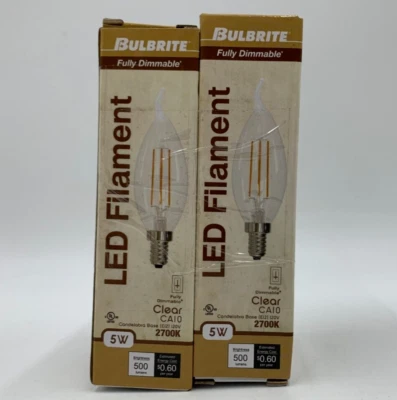 Pottery Barn CA10 Filament Flame Candelabra LED Bulbs S/4 Warm White #9084A - Image 1 of 2