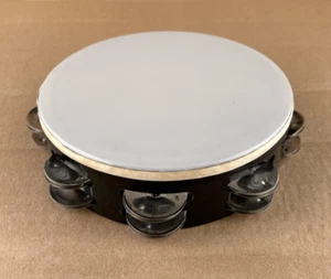Vintage Remo Economy Tambourine 8" Double Row Black White Drum Head - Picture 1 of 8