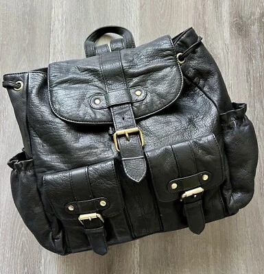 Vintage Sorpresa! Leather Drawstring Women’s Backpack Satchel Bag Black - Image 1 of 4