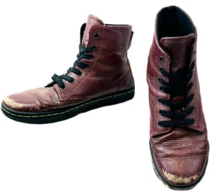 Dr. Martens Womens Size 6 Smooth Leather Cherry Red Lace Up Combat Boots - Picture 1 of 7