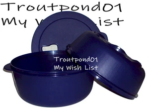 Tupperware Crystalwave 4 Quart Mikrowelle Schüssel Sieb Dampfgarer Entlüftungsdeckel blau - Bild 1 von 7