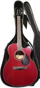 Samick GREG BENNETT OM-4CE Acoustic Guitar Cherry Red With Carrying Case WORKS - Picture 1 of 24