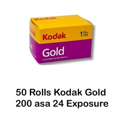 50 Rolls Kodak Gold 200 GB-135 24 Exposures Color Print 35mm Film - Image 1 of 4