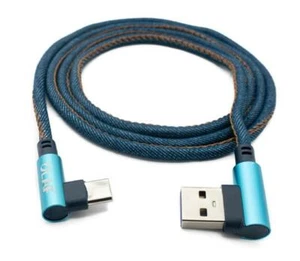 USB 3.1 Cable 100cm Type C Plug To 3.0 Type A Plug Braided Angle IN Blue - Zdjęcie 1 z 4