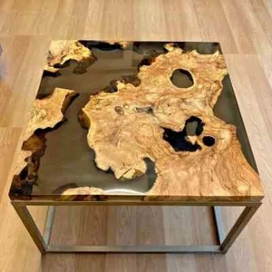 Holz Harz Epoxid Quadratische Mitteltischplatte, Epoxid Sofa Beistelltischplatte Dekor Kunst - Bild 1 von 8