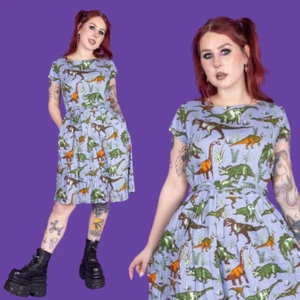 RUN AND FLY Dress Jurassic Adventure Dinosaur Stretch Cotton Tea 8-26 Midi - Picture 1 of 13