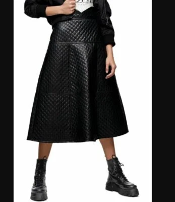 Falda midi acolchada de cuero sintético Topshop talla 4 línea A Foto 1 de 4