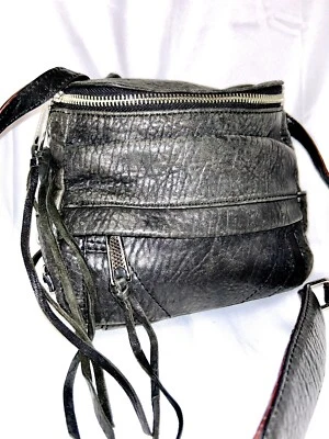 Rebecca Minkoff Black Leather Purse Messenger Crossbody Bag Tote Satchel Pack - Image 1 of 4