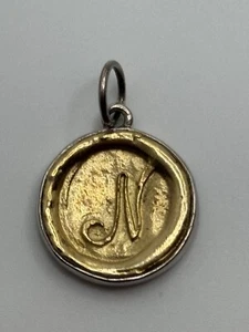 Waxing Poetic Sterling Silver & Brass N Initial Insignia Monogram Charm - Picture 1 of 8