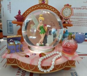 Disney Tinkerbell You Can Fly Musical Snow Globe Jewelry Chest Vanity Pearls EX