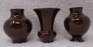 WILLIAMSBURG Trio of 4" Glossy Brown Mini Vases - Picture 1 of 5