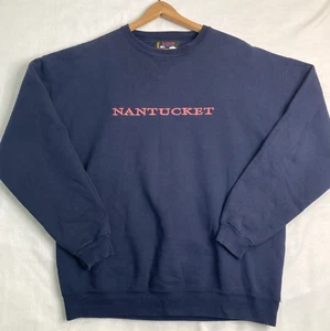 Vintage Nantucket Herren XL Soffe schwer Baumwolle rosa bestickt Sweatshirt USA - Bild 1 von 11