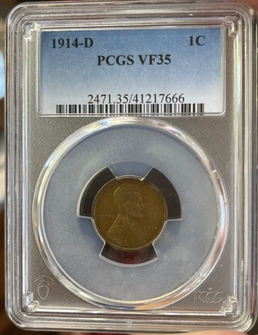 1914-D Lincoln Cent PCGS VF35 Key Date Nice Eye Appeal Strong Strike Cover