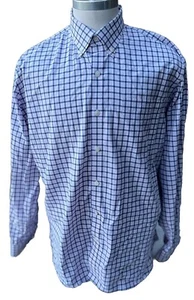 Camisa de vestir Peter Millar Crown vintage azul blanco rosa a cuadros con botones para hombre L - Imagen 1 de 7