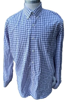 Peter Millar Crown Vintage Blue White Pink  Plaid Button Down Dress Shirt Mens L - Image 1 of 4