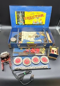Vintage A.C. Gilbert Erector Set No. 7 1/2 Engineer Set Blue Metal Case 18"X 10" - Picture 1 of 11