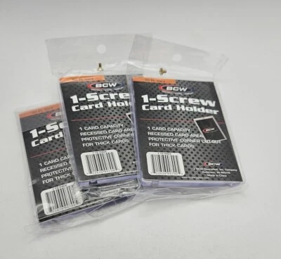 (3-Pack) BCW 1-Screw Screwdown Trading Card Holder Thicker Card 50pt Recessed - Image 1 of 3