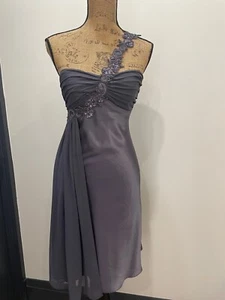 Vestido Y2k Le Chateau Un Hombro Satinado Cuentas Lentejuelas S Hada Formal Púrpura - Imagen 1 de 8