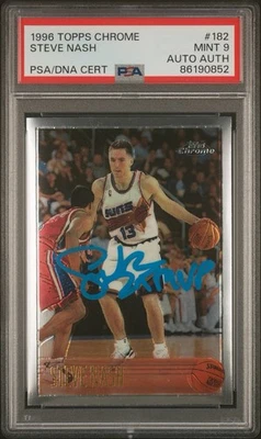 1996-97 Topps Cromo Steve Nash Firmado RC Automático Novato PSA COMO NUEVO 9 MVP CERTIFICADO DE AUTENTICIDAD Foto 1 de 4