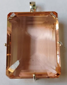 96.30 Ct. Large Peach Topaz Emerald Cut 925 Sterling Silver Pendant Gift 4 Women - Picture 1 of 6