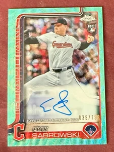 2025 Topps Chrome Erik Sabrowski Auto Aqua Wave Refractor 39/199 - Picture 1 of 2
