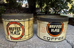 Vintage Kellogg's Kaffee Hag Coffee 1LB Tin Cans....2 different - Picture 1 of 6