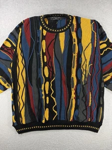Vintage Protege 3D Knit Sweater Cosby Coogi Style Textured Large Multicolor Men - Picture 1 of 12