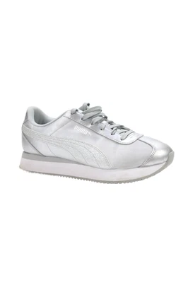 Puma Womens Satin Low Top Lace Up Sneakers Silver Metallic Size 10 - Image 1 of 4