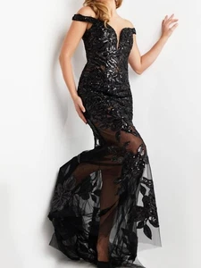 Jovani Tulle Off Shoulder Sheer Gown Size 4 - Picture 1 of 3