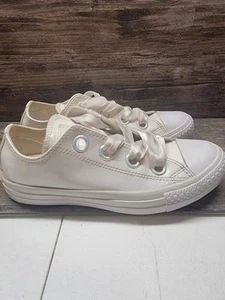 Sneakers basse Converse All Star in pelle bianche lacci larghi rare donna taglia 6 - Foto 1 di 6