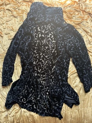 🔥 Vintage Velvet Burnout Jacket M Sheer Devore Duster Boho Festival Glam Goth - Image 1 of 4
