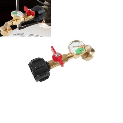 Propane Tank Elbow Refill Filler Adapter with Gauge for 1-20LB Bottle Tank Grill - Image 1 of 4