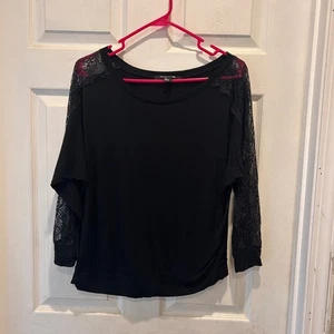 Forever 21 schwarzes Dolmanärmel-Top mit Spitzenärmeln Damengröße Large Whimsygoth - Bild 1 von 7