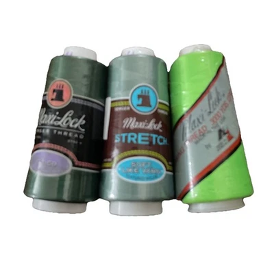 Maxi-Lock Stretch Serger Cone Nylon Thread. Assorted Colors. 2000/3000yd 3 PACK - Image 1 of 2