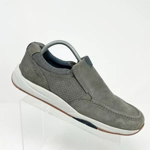 Clarks Men's Langton Step Gray Leather Slip-On Shoes Size 9.5 Casual Comfort - Picture 1 of 11