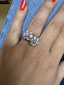 VAN CLEEF & ARPELS Paris 18k White Gold & Diamond Fleurette Ring 1970s Vintage - Picture 1 of 9