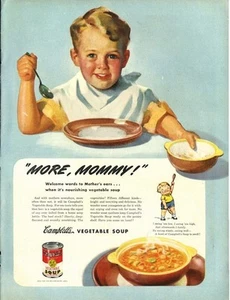 1945 Campbell's PRINT AD Schüssel Gemüsesuppe süß Kind Spaß Vintage detaillierte Anzeige - Bild 1 von 1