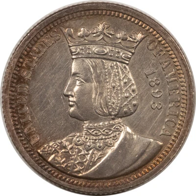 1893 ISABELLA COMEMMORATIVE QUARTER - UNCIRCULATED, CLEANED BUT ATTRACTIVE! - Image 1 of 2