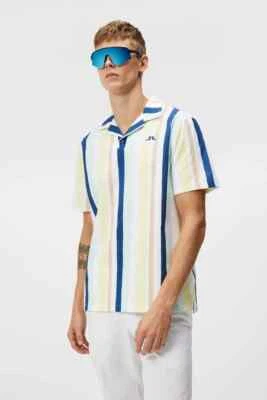 J. Lindeberg Men's Resort Shirt Medium PAINTED STRIPE YELLOW NEW NWT - Image 1 of 4