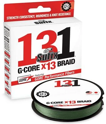 Sufix 631 #131 G Core x13 línea trenzada Lo Vis verde nuevo en paquete 150 yardas Pick lb prueba Foto 1 de 4
