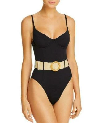 Maiô WeWoreWhat Danielle com cinto preto peça única L6811 tamanho pequeno - Imagem 1 de 3