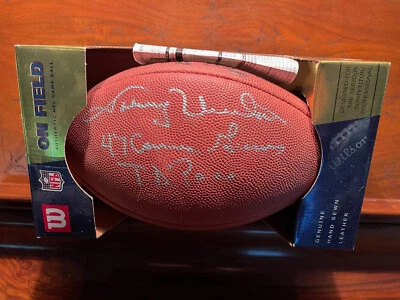 Johnny Unitas Fútbol Firmado - 47 Juegos Consecutivos TD Passes Papeleo Original Foto 1 de 4