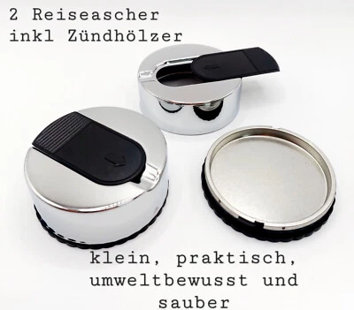 2x mini Ascher für unterwegs Reiseaschenbecher geruchssicher  + 2 x Zündhölzer - Bild 1 von 3