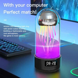 Colorful Jellyfish Lamp With Clock Luminous Portable Stereo Smart Light Decorati - Picture 1 of 11