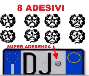 8 adesivo stemma TARGA AUTO MOTO RI Repubblica epoca bollino stella logo timbro - Picture 1 of 4