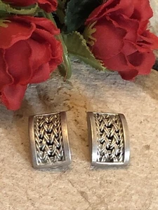 11. Vintage LOIS HILL 925 Sterling Patterned Detailed Clip On Earrings 3/4" - Picture 1 of 15